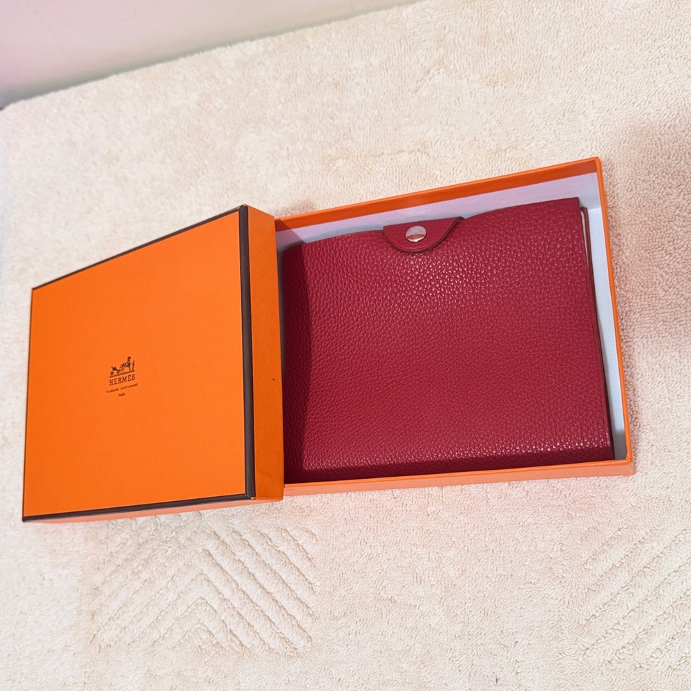Hermès Paris Red Leather Ulysse Agenda Notebook Cover PM Refillable Planner Box